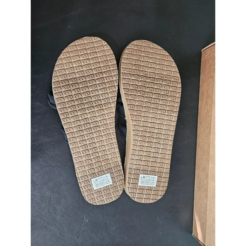 Sanuk Women's Size 6 Sandals Black Tan Fraidy Slide New - Picture 4 of 4